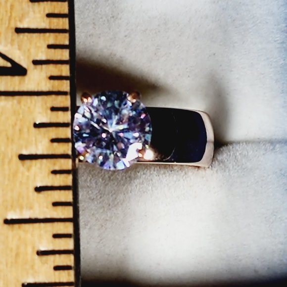 Cubic Zirconia engagement/promise ring in 14K Rose Gold over Stainless Steel sz9 - Picture 3 of 7